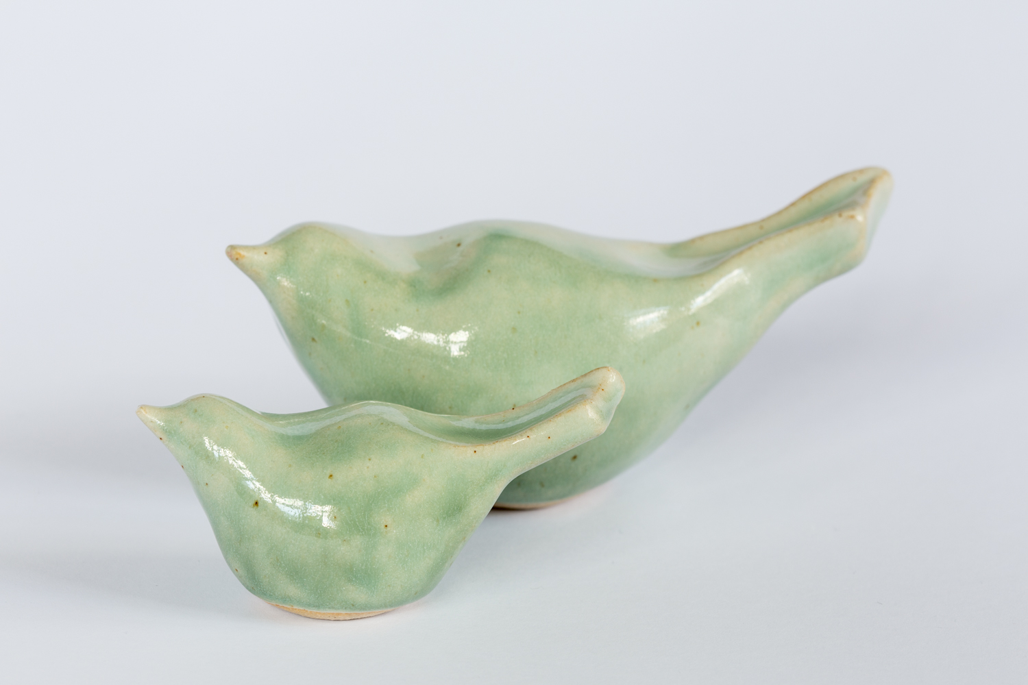 Ceramic Birds Glossy Mint Birds